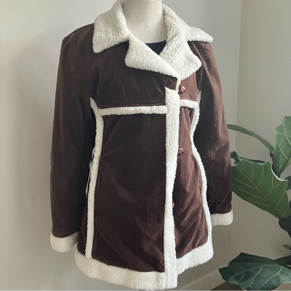 Retro Y2K Sherpa Lined 70s Inspired Coat - Picture 1 of 7